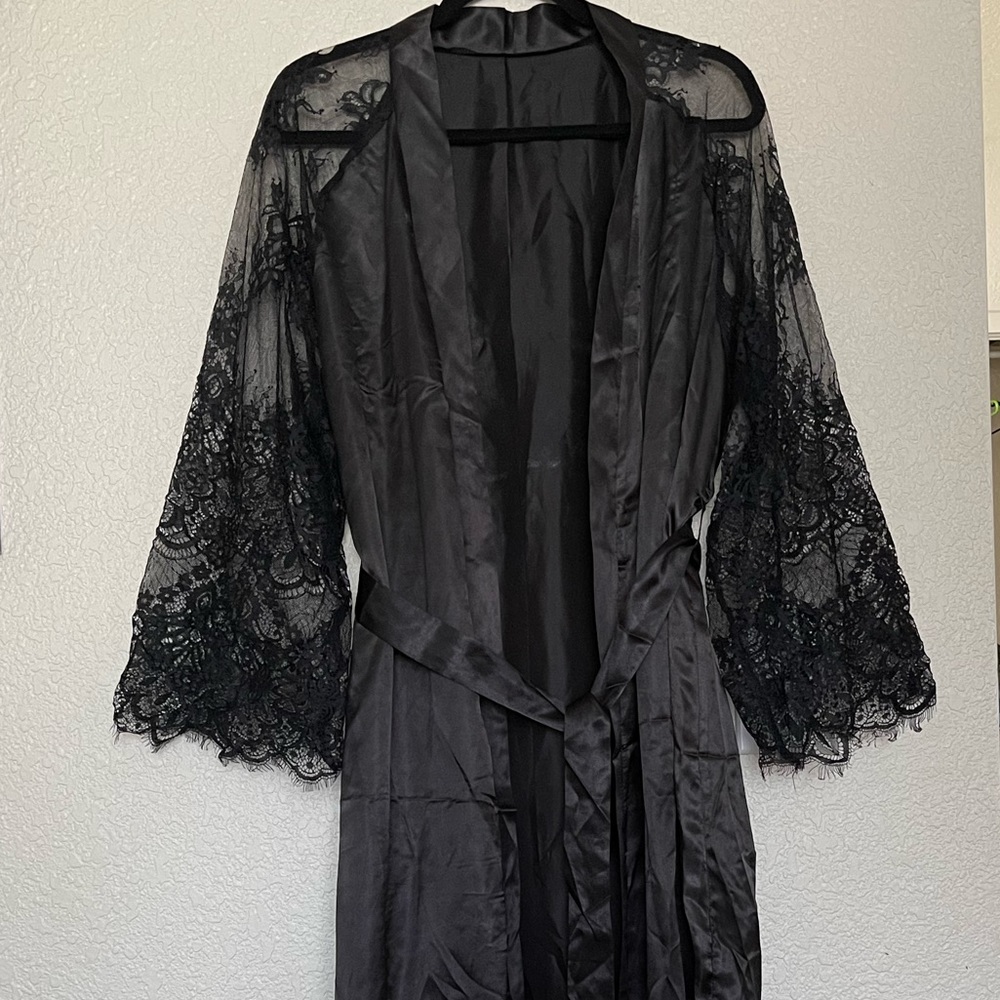 Black Satin Robe